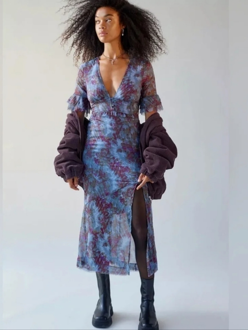 Urban Outfitters Chiffon Printed Midi Dress